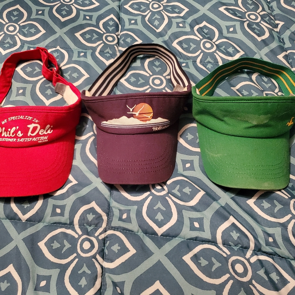 3 vintage hollister hat visor lot